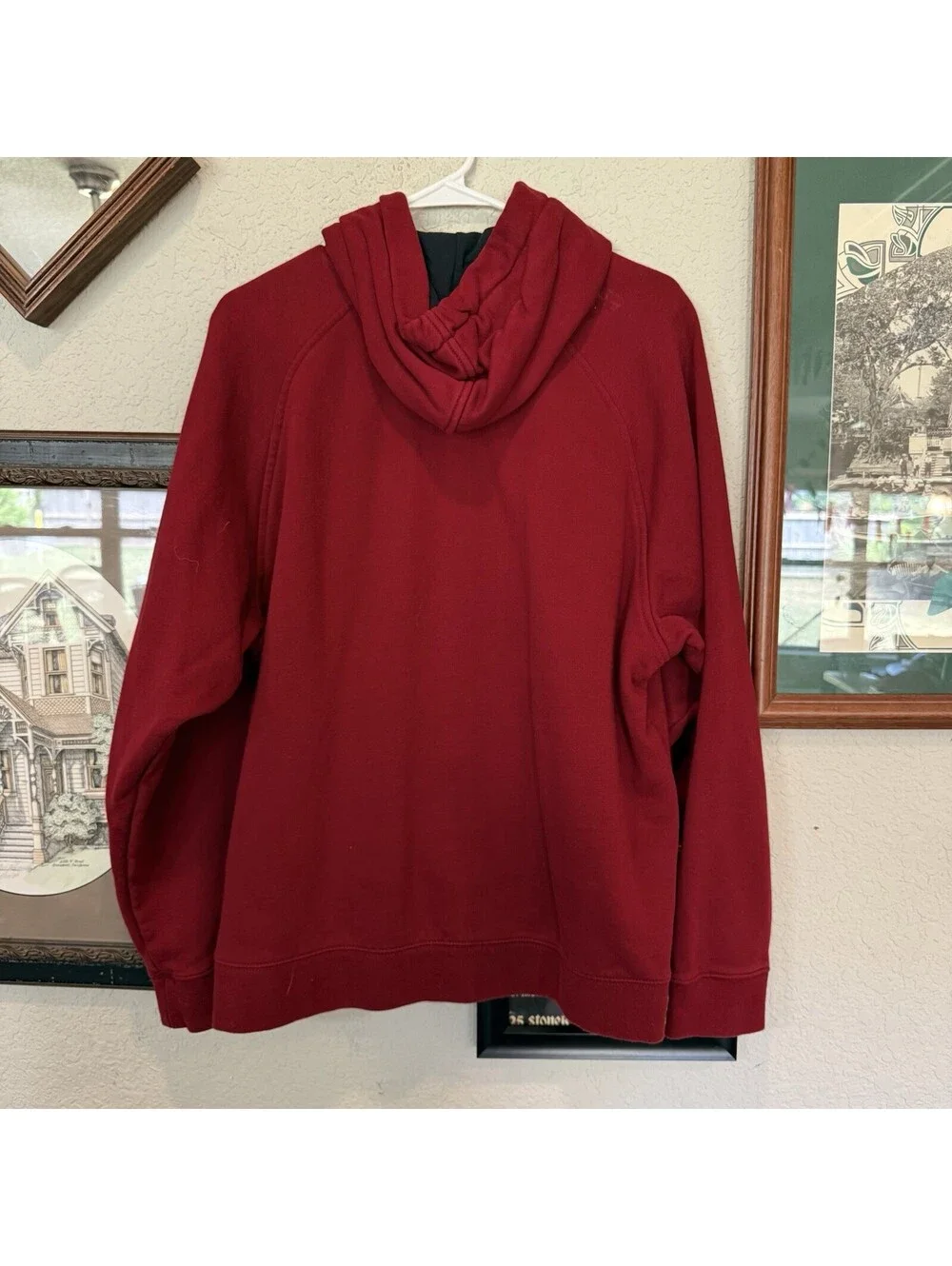 Vintage 90s/00s RARE Nike Embroidered Swoosh Pullover Red Hoodie Size Mens Large